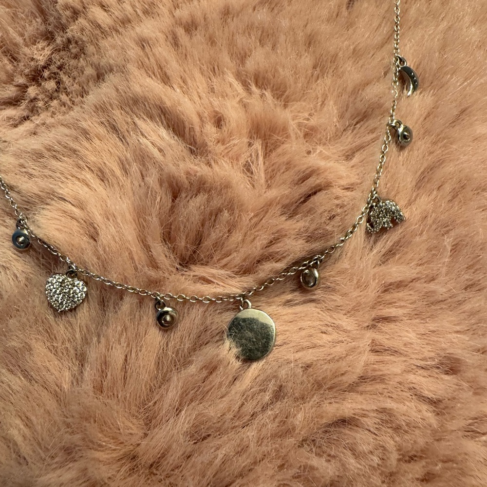 Sterling Silver Charm Necklace with Cz's 18 inch chain